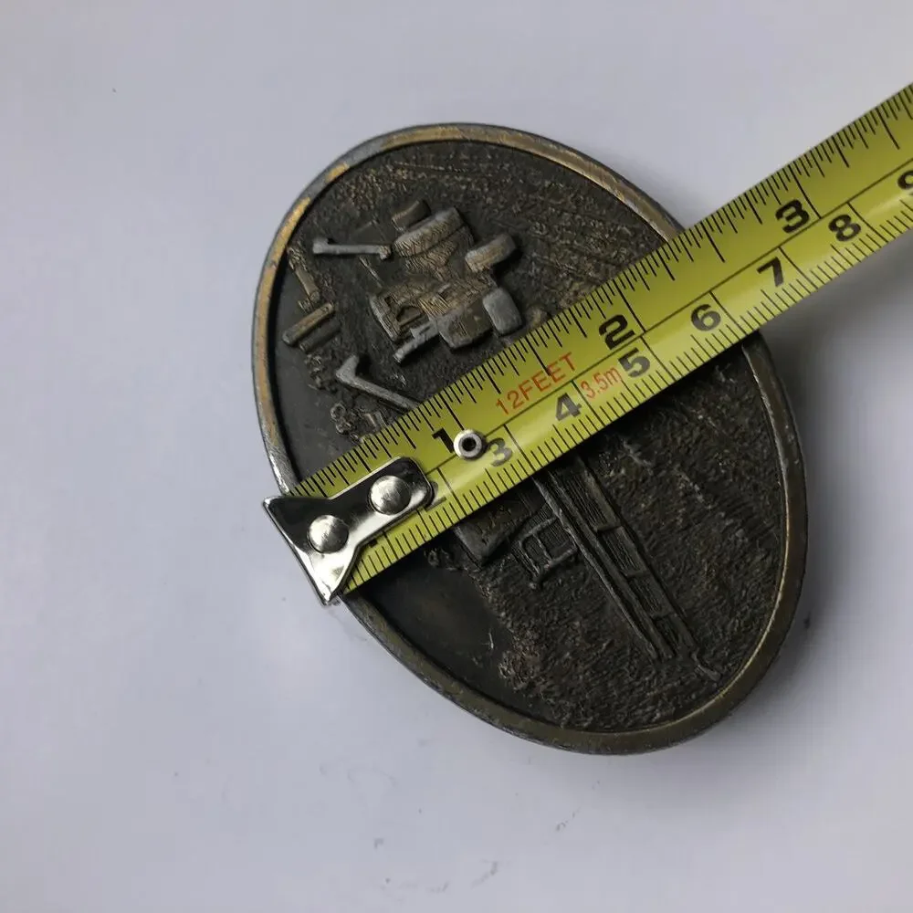 1977 Bergamot Brass Works Vintage Tractor Combine Harvest Oval Belt Buckle USA